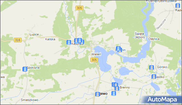 mapa Wieleń gmina Przemęt, Wieleń gmina Przemęt na mapie Targeo