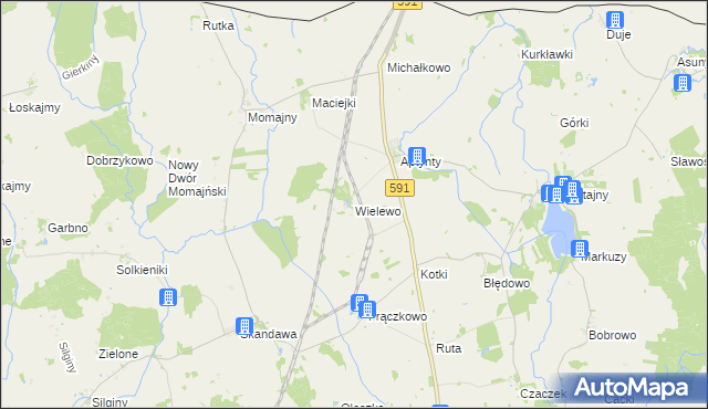 mapa Wielewo gmina Barciany, Wielewo gmina Barciany na mapie Targeo