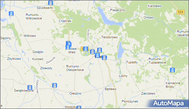 mapa Wielgie powiat lipnowski, Wielgie powiat lipnowski na mapie Targeo