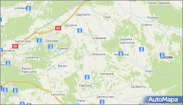 mapa Wieliczna gmina Stoczek, Wieliczna gmina Stoczek na mapie Targeo
