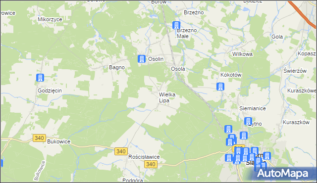 mapa Wielka Lipa, Wielka Lipa na mapie Targeo