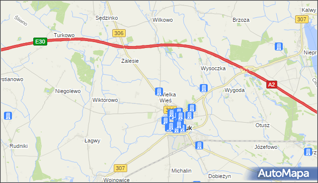 mapa Wielka Wieś gmina Buk, Wielka Wieś gmina Buk na mapie Targeo
