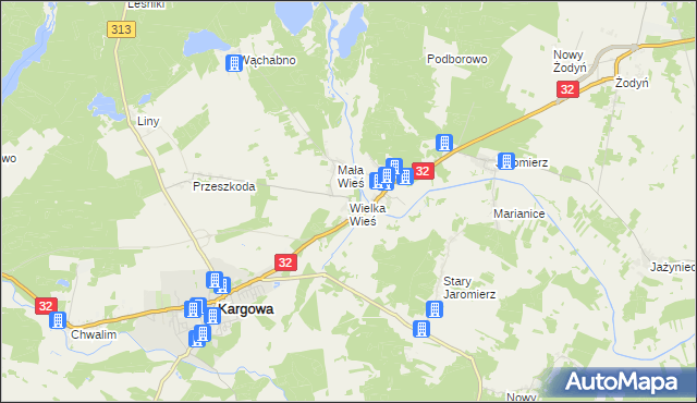 mapa Wielka Wieś gmina Siedlec, Wielka Wieś gmina Siedlec na mapie Targeo