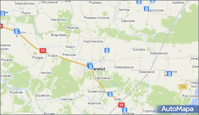 mapa Wielka Wola gmina Paradyż, Wielka Wola gmina Paradyż na mapie Targeo