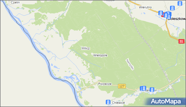 mapa Wielopole gmina Boleszkowice, Wielopole gmina Boleszkowice na mapie Targeo