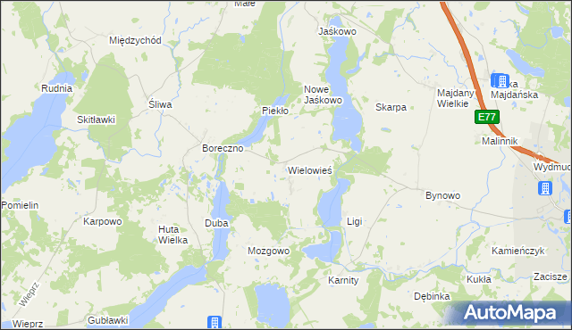 mapa Wielowieś gmina Zalewo, Wielowieś gmina Zalewo na mapie Targeo