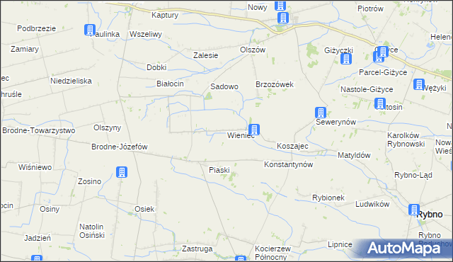 mapa Wieniec gmina Iłów, Wieniec gmina Iłów na mapie Targeo