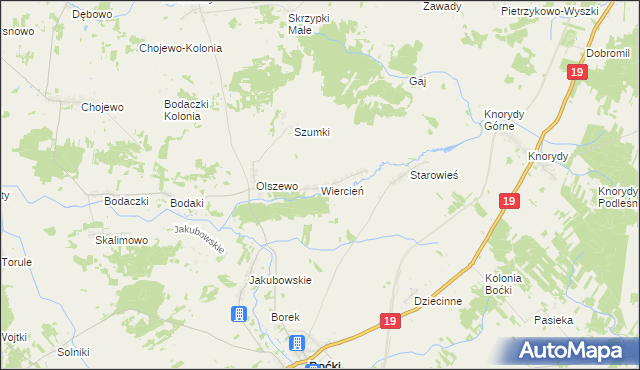 mapa Wiercień gmina Boćki, Wiercień gmina Boćki na mapie Targeo
