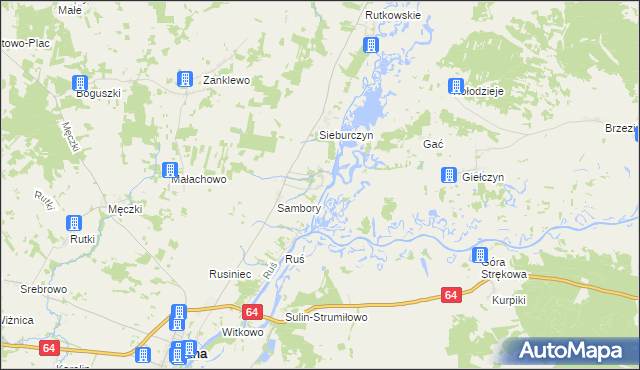 mapa Wierciszewo gmina Wizna, Wierciszewo gmina Wizna na mapie Targeo