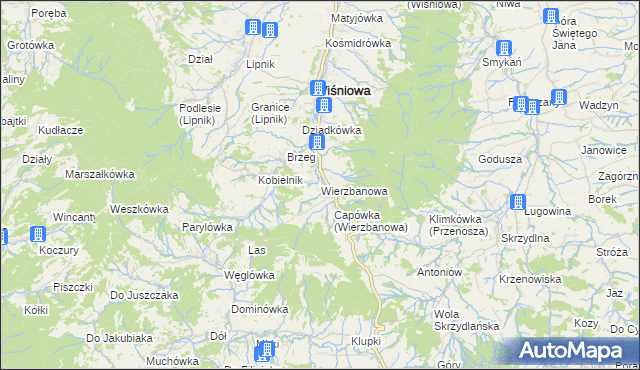 mapa Wierzbanowa, Wierzbanowa na mapie Targeo