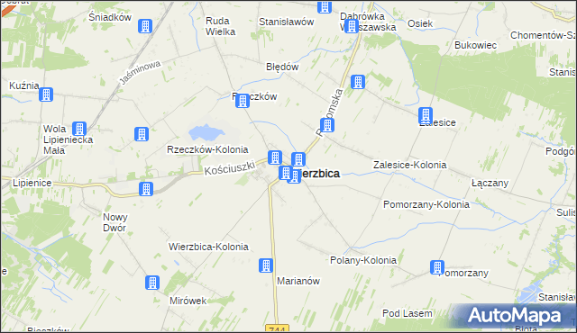 mapa Wierzbica powiat radomski, Wierzbica powiat radomski na mapie Targeo