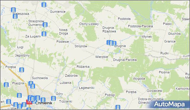 mapa Wierzbie gmina Pierzchnica, Wierzbie gmina Pierzchnica na mapie Targeo