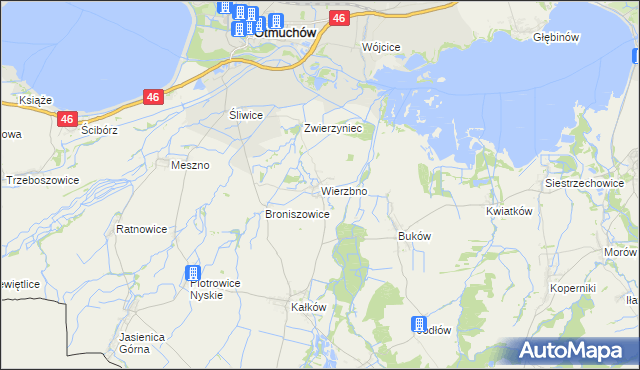 mapa Wierzbno gmina Otmuchów, Wierzbno gmina Otmuchów na mapie Targeo