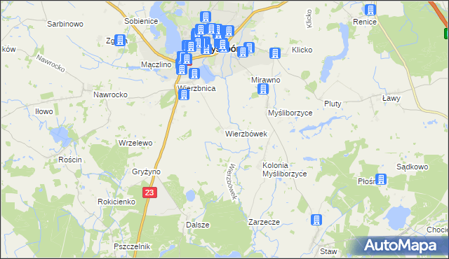 mapa Wierzbówek, Wierzbówek na mapie Targeo