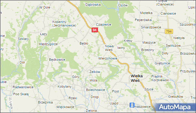 mapa Wierzchowie, Wierzchowie na mapie Targeo