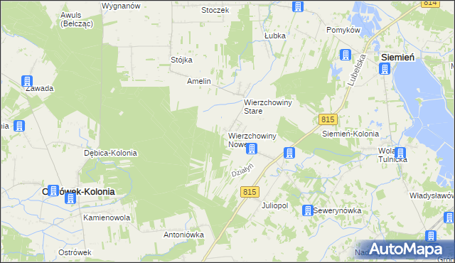 mapa Wierzchowiny Nowe, Wierzchowiny Nowe na mapie Targeo