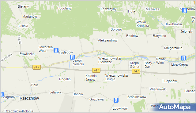 mapa Wierzchowiska Pierwsze gmina Sienno, Wierzchowiska Pierwsze gmina Sienno na mapie Targeo
