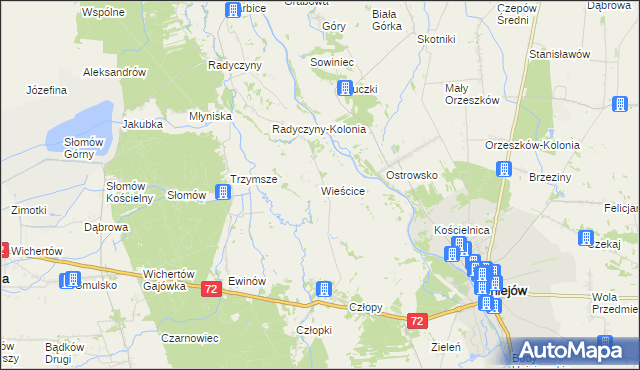 mapa Wieścice, Wieścice na mapie Targeo