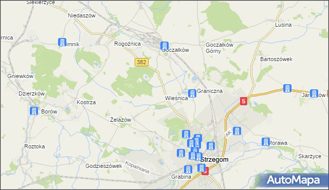 mapa Wieśnica, Wieśnica na mapie Targeo