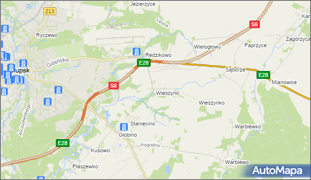 mapa Wieszyno, Wieszyno na mapie Targeo