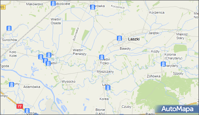 mapa Wietlin Trzeci, Wietlin Trzeci na mapie Targeo