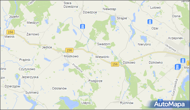 mapa Wiewiórki gmina Barlinek, Wiewiórki gmina Barlinek na mapie Targeo