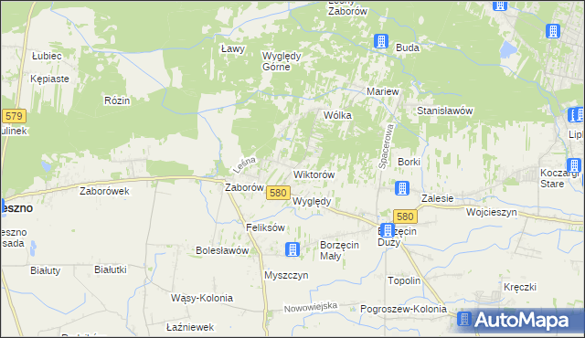 mapa Wiktorów gmina Leszno, Wiktorów gmina Leszno na mapie Targeo