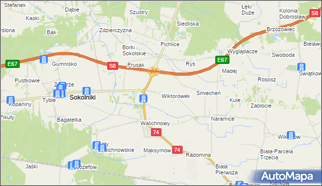 mapa Wiktorówek, Wiktorówek na mapie Targeo