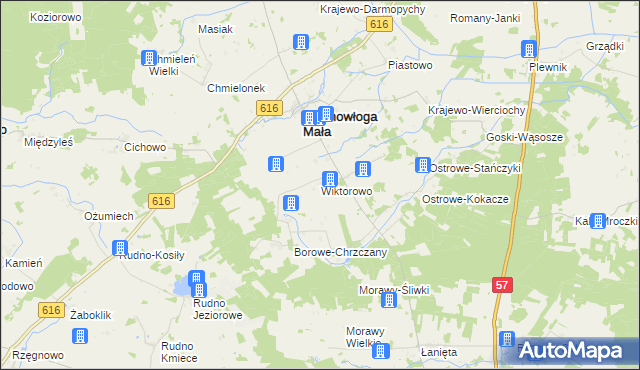 mapa Wiktorowo gmina Krzynowłoga Mała, Wiktorowo gmina Krzynowłoga Mała na mapie Targeo