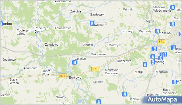 mapa Wiktorowo gmina Nasielsk, Wiktorowo gmina Nasielsk na mapie Targeo