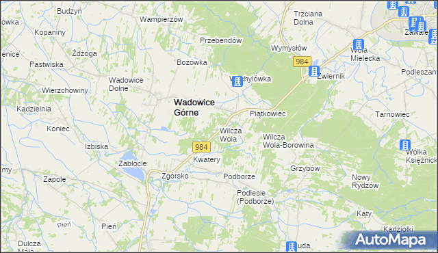 mapa Wilcza Wola gmina Radomyśl Wielki, Wilcza Wola gmina Radomyśl Wielki na mapie Targeo