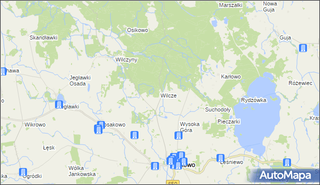 mapa Wilcze gmina Srokowo, Wilcze gmina Srokowo na mapie Targeo