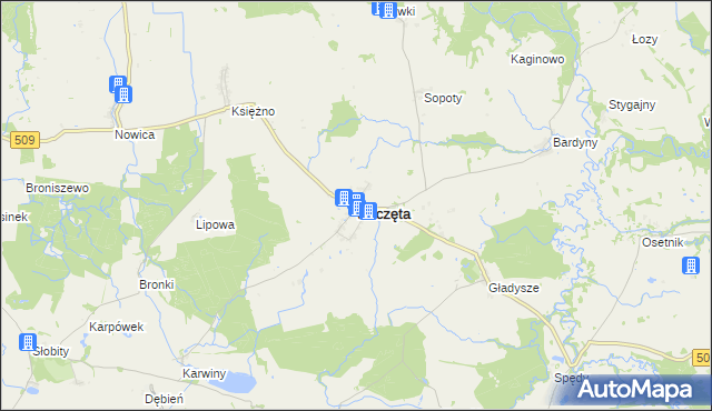 mapa Wilczęta, Wilczęta na mapie Targeo