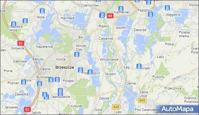 mapa Wilczkowice gmina Brzeszcze, Wilczkowice gmina Brzeszcze na mapie Targeo