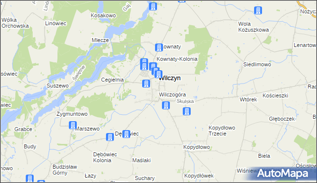 mapa Wilczogóra gmina Wilczyn, Wilczogóra gmina Wilczyn na mapie Targeo