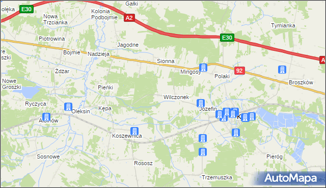 mapa Wilczonek, Wilczonek na mapie Targeo
