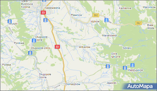 mapa Wilkanów, Wilkanów na mapie Targeo