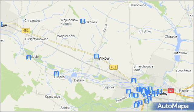 mapa Wilków powiat namysłowski, Wilków powiat namysłowski na mapie Targeo