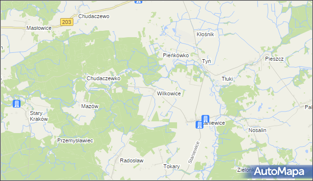 mapa Wilkowice gmina Postomino, Wilkowice gmina Postomino na mapie Targeo