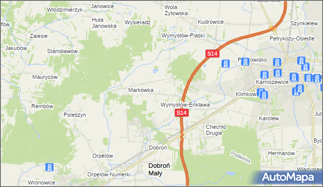 mapa Wincentów gmina Dobroń, Wincentów gmina Dobroń na mapie Targeo