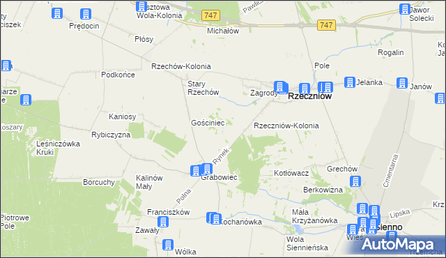 mapa Wincentów gmina Rzeczniów, Wincentów gmina Rzeczniów na mapie Targeo