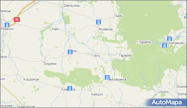 mapa Wiry gmina Marcinowice, Wiry gmina Marcinowice na mapie Targeo