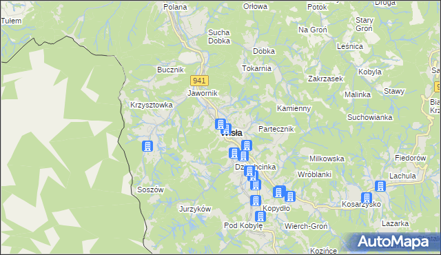 mapa Wisła, Wisła na mapie Targeo