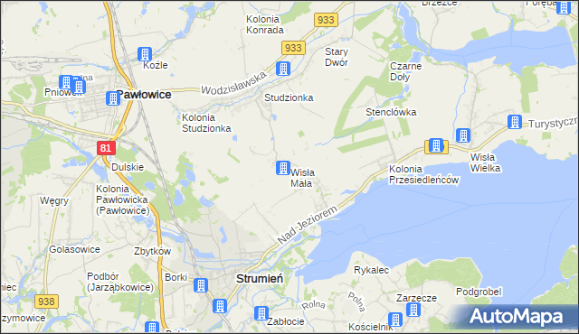 mapa Wisła Mała, Wisła Mała na mapie Targeo