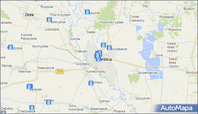 mapa Wiślica powiat buski, Wiślica powiat buski na mapie Targeo