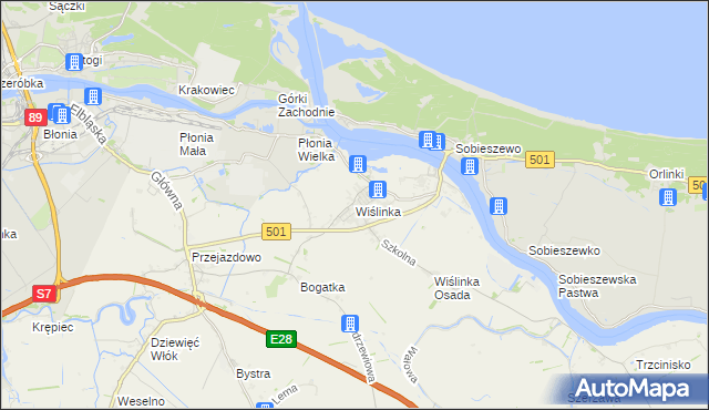 mapa Wiślinka, Wiślinka na mapie Targeo