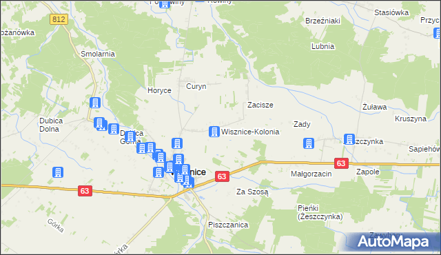 mapa Wisznice-Kolonia, Wisznice-Kolonia na mapie Targeo