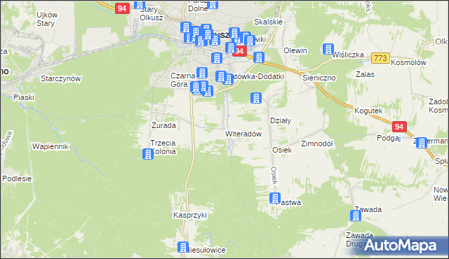 mapa Witeradów, Witeradów na mapie Targeo