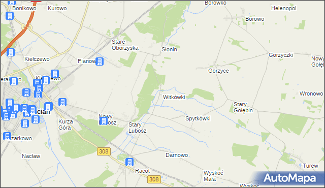 mapa Witkówki, Witkówki na mapie Targeo