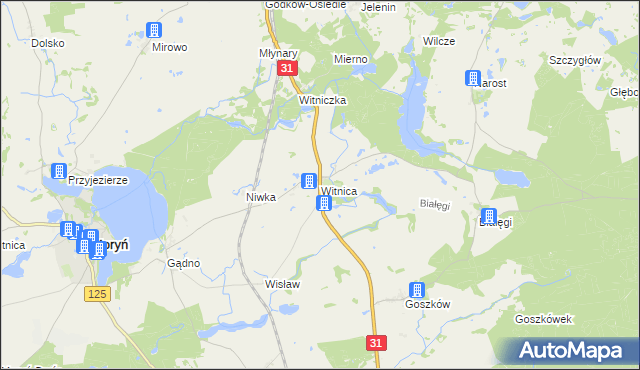 mapa Witnica gmina Moryń, Witnica gmina Moryń na mapie Targeo